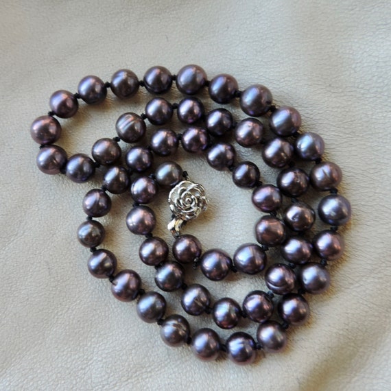 vintage real peacock pearl necklace hand knotted … - image 3