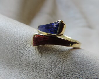 anillo vintage de oro de 18 quilates con esmalte anillo vintage gucci anillo vintage de oro de 18 quilates con esmalte anillo vintage de diseñador anillo bypass de oro de 18 quilates con esmalte azul y rojo