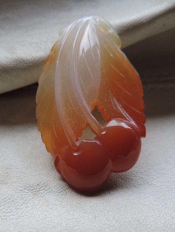 antique carved carnelian pendant stone cherry pend