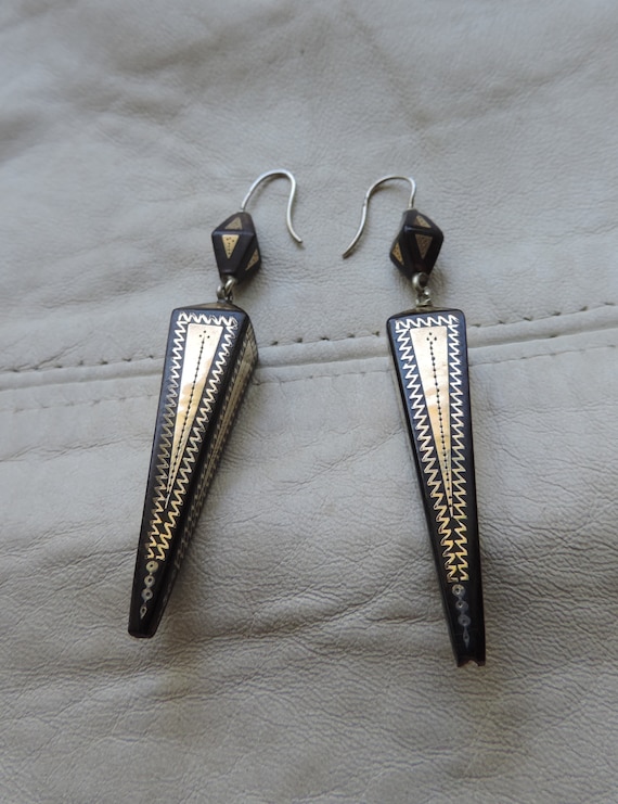 antique earrings victorian drop earrings inlaid go