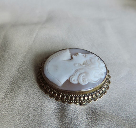 vintage cameo hand carved shell cameo pin pendant… - image 5