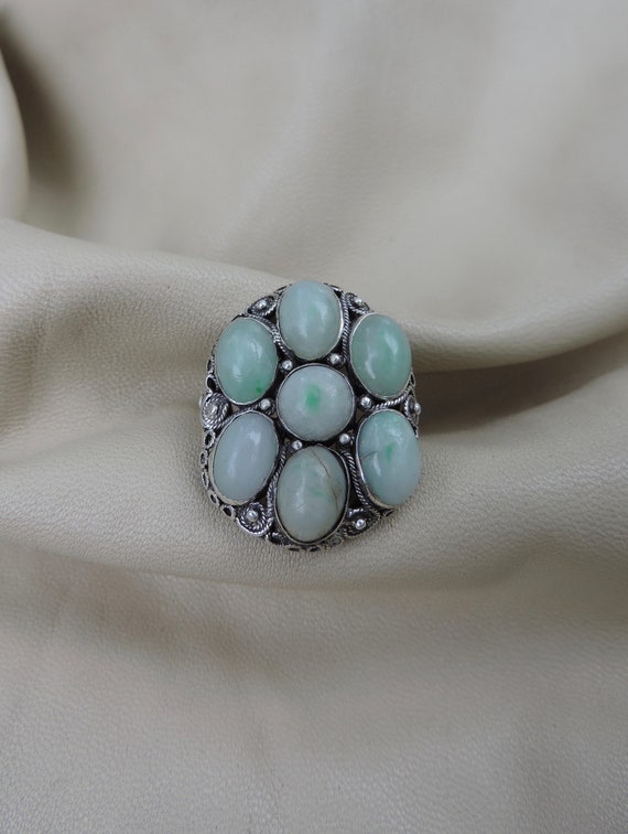 antique ring silver jade ring chinese export ring… - image 1