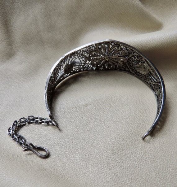 silver filigree bracelet vintage silver floral sh… - image 2