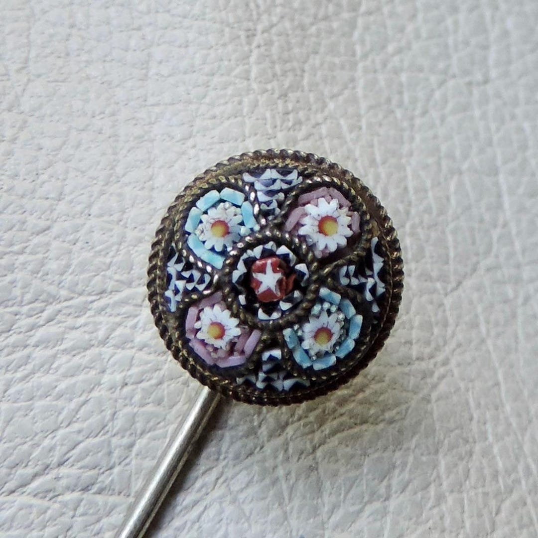 Vintage Micro Mosaic Floral Stick Pin Vintage Daisy Micro Mosaic Pin ...