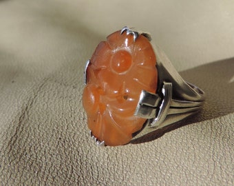 antique ring carved carnelian floral ring sterling silver carnelian ring antique floral carnelian ring 925 carved floral ring stone ring