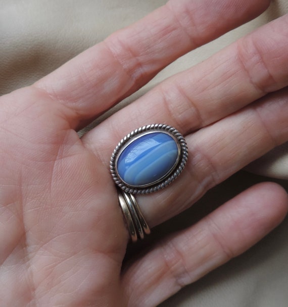 vintage pin sterling silver blue agate pin small … - image 6