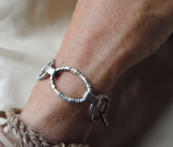 antique bracelet sterling silver chain bracelet u… - image 9
