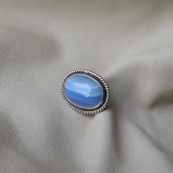 vintage pin sterling silver blue agate pin small … - image 10