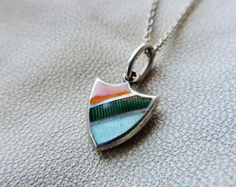 vintage necklace sterling silver guilloche shield pendant necklace vintage sterling enamel shield pendant striped guilloche mini 925 shield