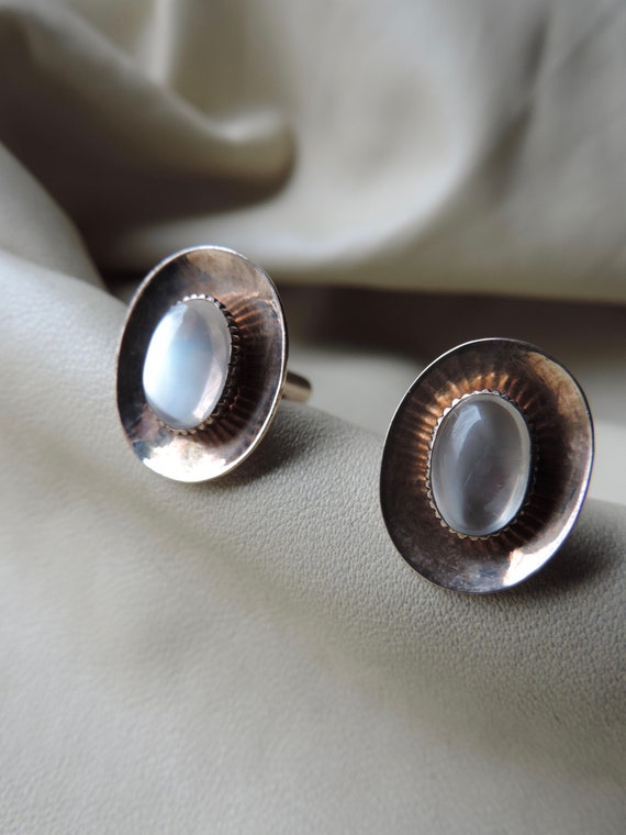 antique cuff links 10k gold moonstone cuff links … - image 8