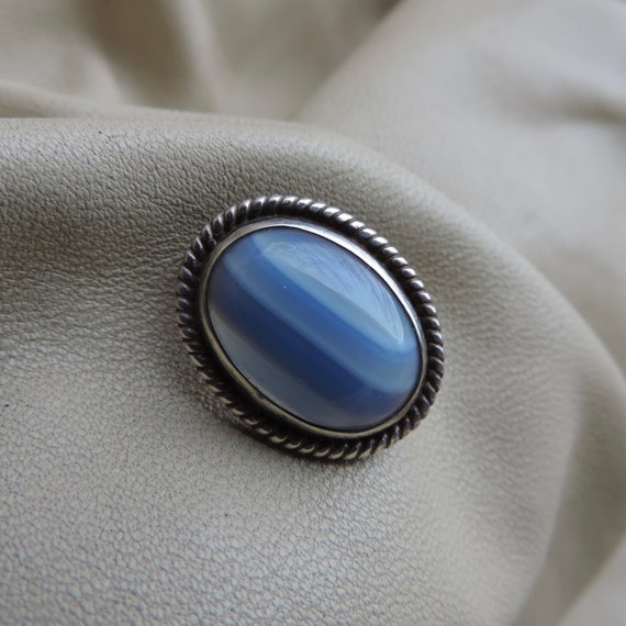 vintage pin sterling silver blue agate pin small … - image 2