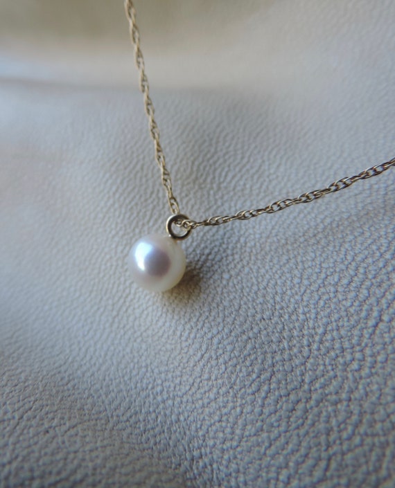 14k gold chain pearl pendant necklace authentic wh