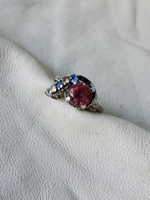 vintage ring gemstone ring sterling silver faux r… - image 2