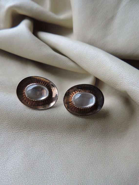 antique cuff links 10k gold moonstone cuff links … - image 6