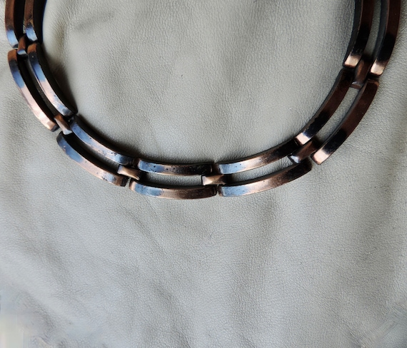 vintage necklace copper collar necklace geometric big link copper collar vintage copper necklace oxidized copper collar necklace