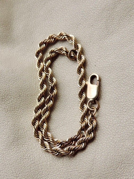 vintage gold rope bracelet 14k gold rope twist ch… - image 2