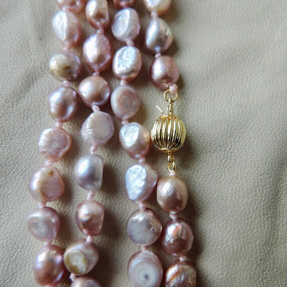 vintage keshi pearl necklace pink rainbow keshi p… - image 8