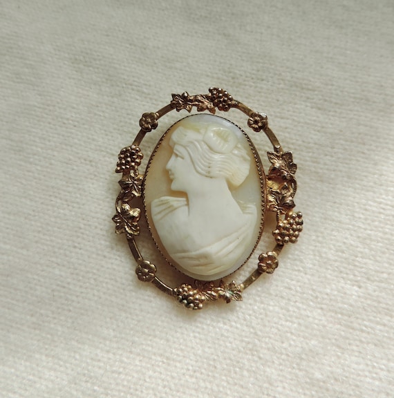 vintage cameo carved shell cameo pin vintage shell