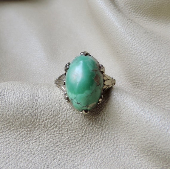 antique ring antique 14k gold ring art deco ring 14k white gold gemstone ring antique green stone ring 14k jasper ring 14k gold art deco
