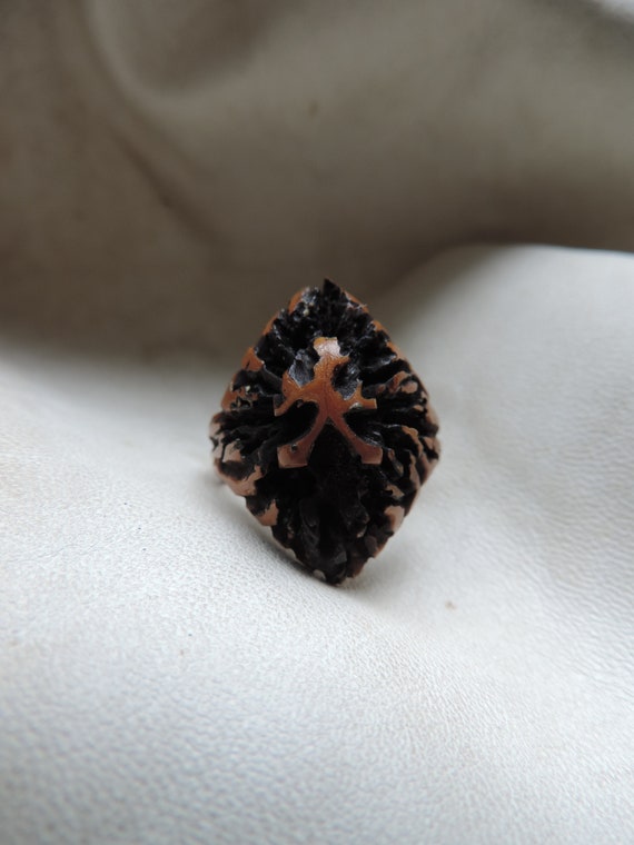 antique mens ring carved walnut ring handmade unis