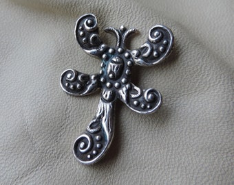 antique pin handmade sterling pin stylized scorpion pin antique sterling silver creature pin antique sterling pin scorpion brooch signed