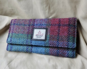 harris tweed unisex plaid wallet scottish wallet designer unisex wallet nwt harris tweed fold over wallet fine designer wool leather wallet