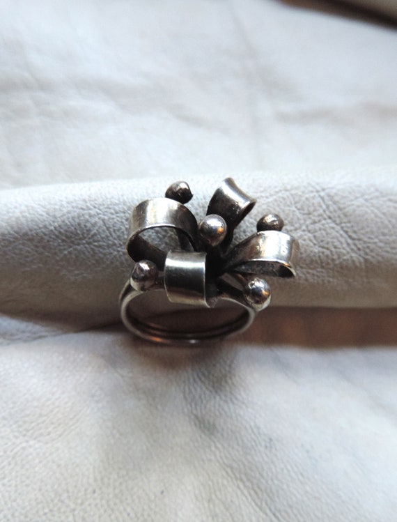 antique ring handmade sterling silver ring floral… - image 7