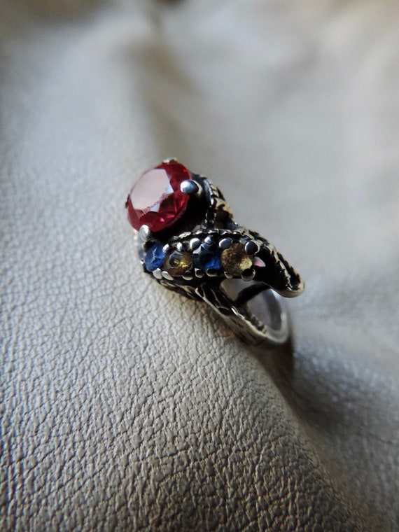 vintage ring gemstone ring sterling silver faux r… - image 8