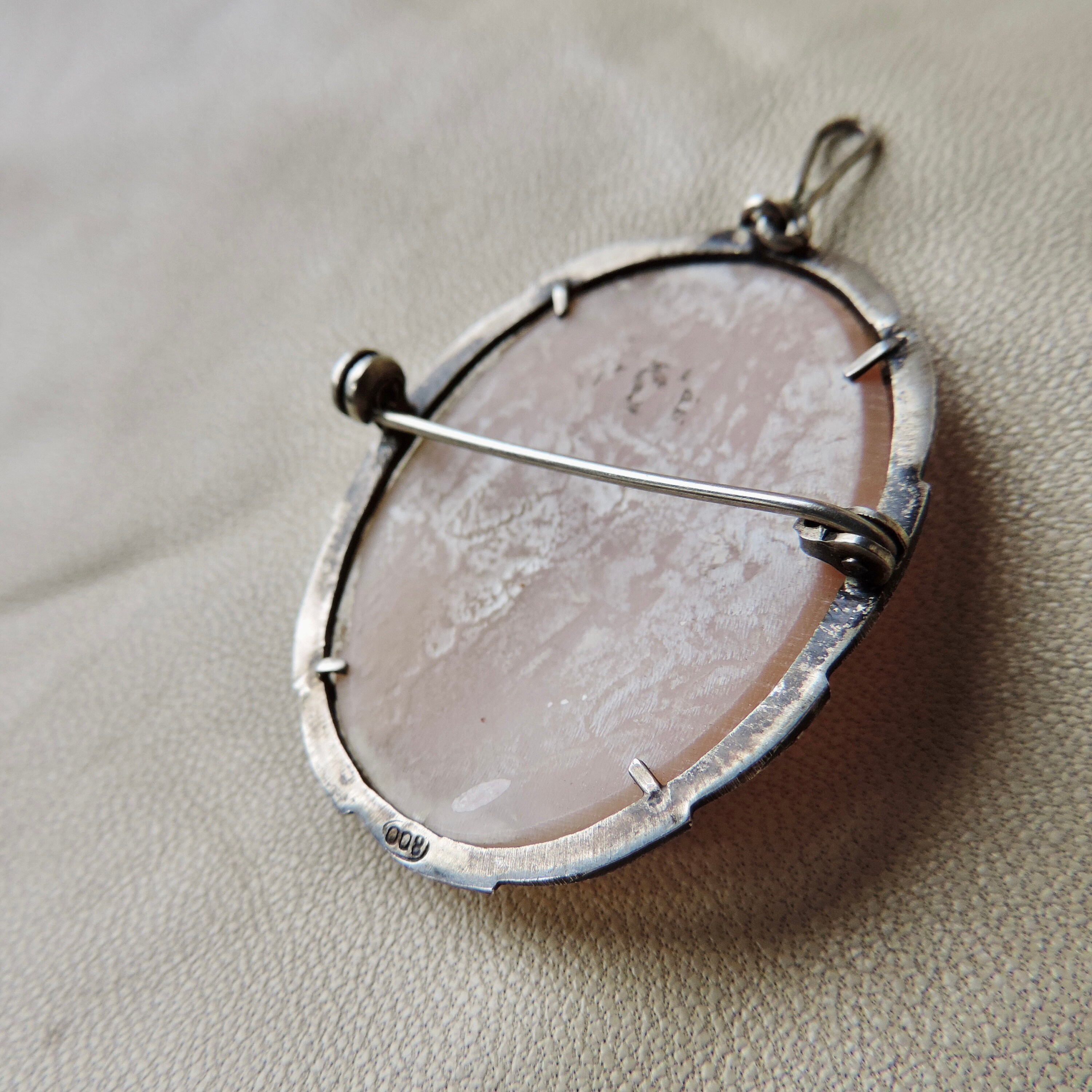 Vintage Cameo Hand Carved Shell Cameo 800 Silver Carved Shell Cameo ...