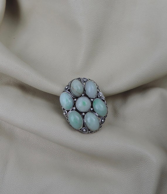 antique ring silver jade ring chinese export ring… - image 3