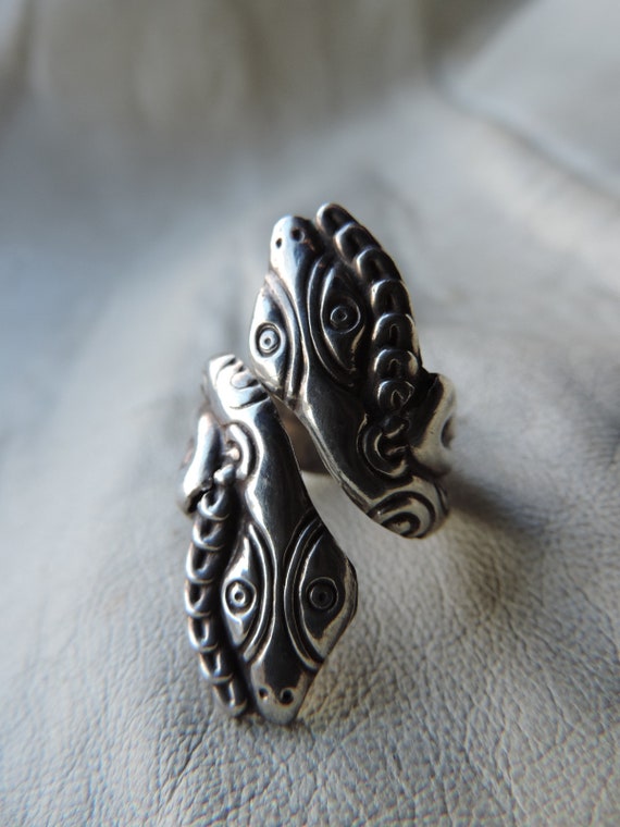 antique snake ring sterling silver unisex handmade