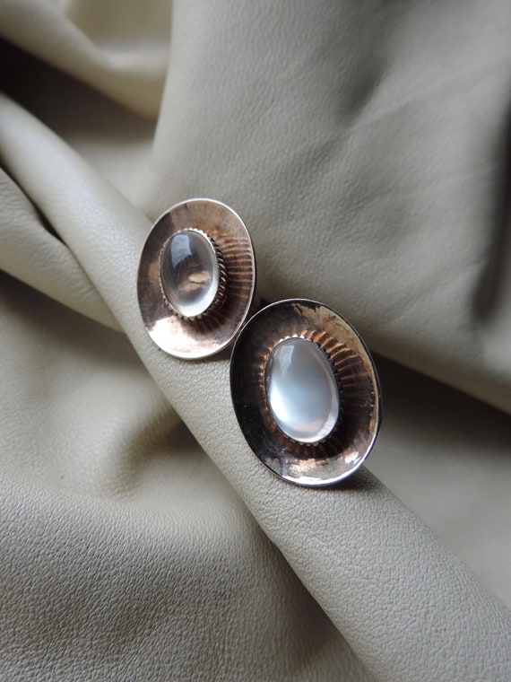 antique cuff links 10k gold moonstone cuff links … - image 3