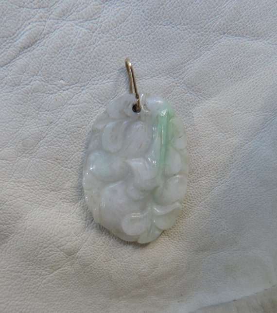 antique carved jade pendant authentic jade 14k ba… - image 6