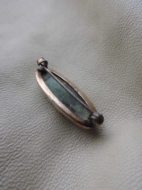 antique stone pin antique 14k gold green turquois… - image 3