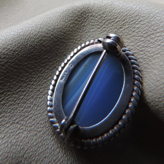 vintage pin sterling silver blue agate pin small … - image 7