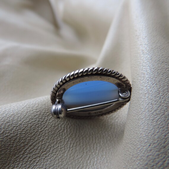 vintage pin sterling silver blue agate pin small … - image 5