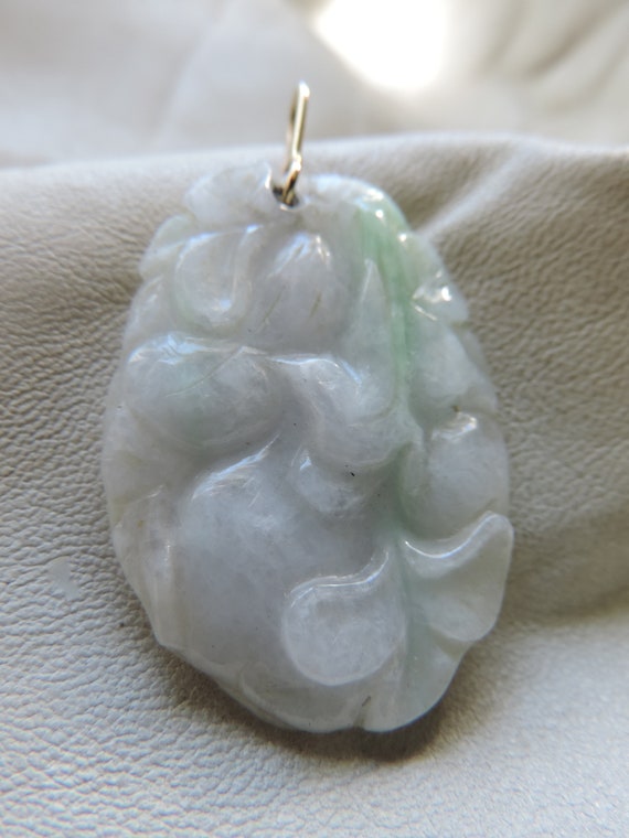 antique carved jade pendant authentic jade 14k ba… - image 7