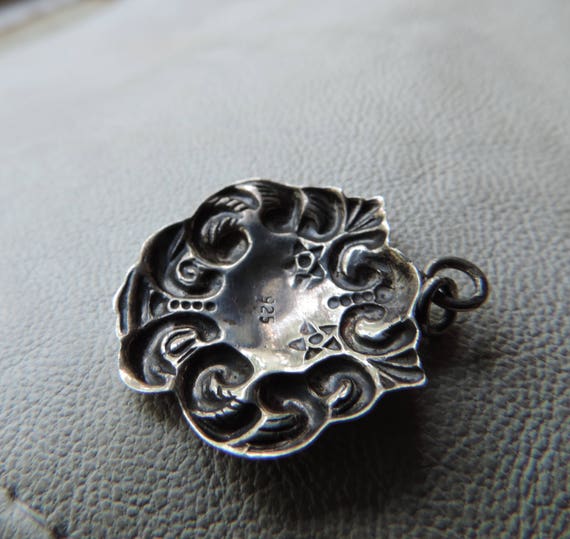 antique pendant sterling silver pendant floral st… - image 4