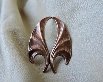 vintage copper pin art deco copper brooch vintage art deco brooch copper graceful pin vintage cast copper pin wing pin