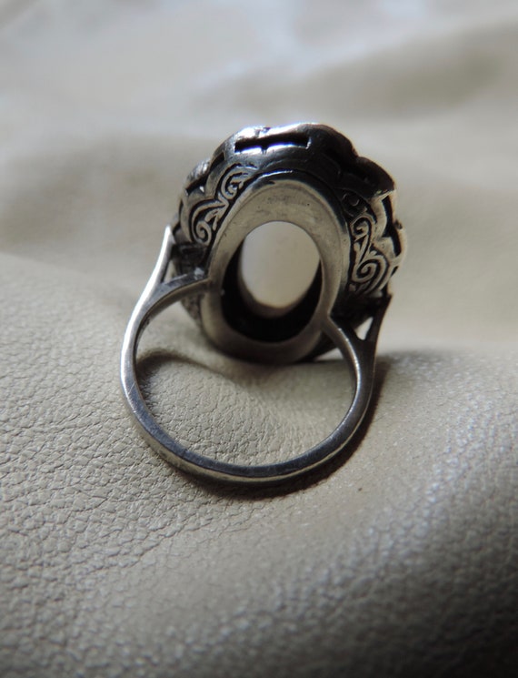 antique ring sterling silver marcasite ring art d… - image 4