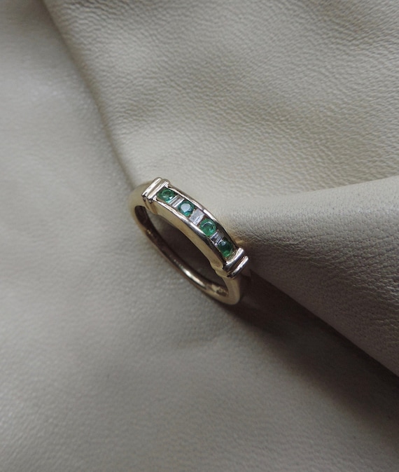 10k gold stacking ring 10k gold band emerald vinta