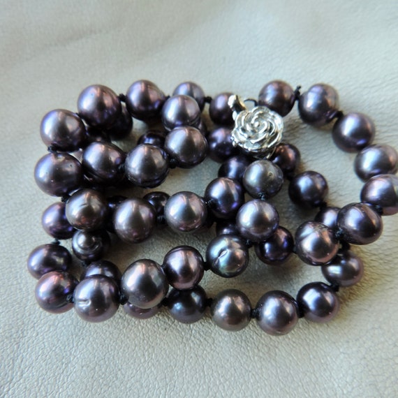 vintage real peacock pearl necklace hand knotted … - image 1