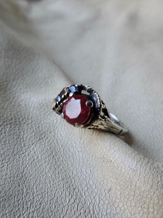 vintage ring gemstone ring sterling silver faux r… - image 5