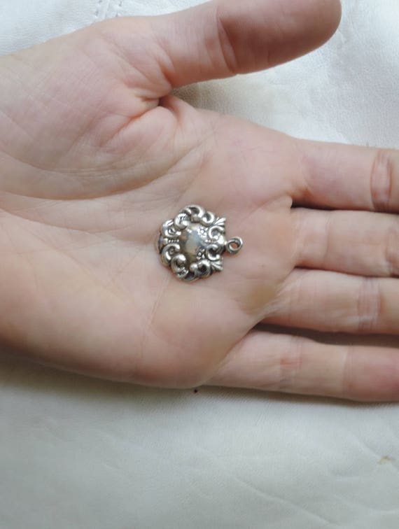 antique pendant sterling silver pendant floral st… - image 5