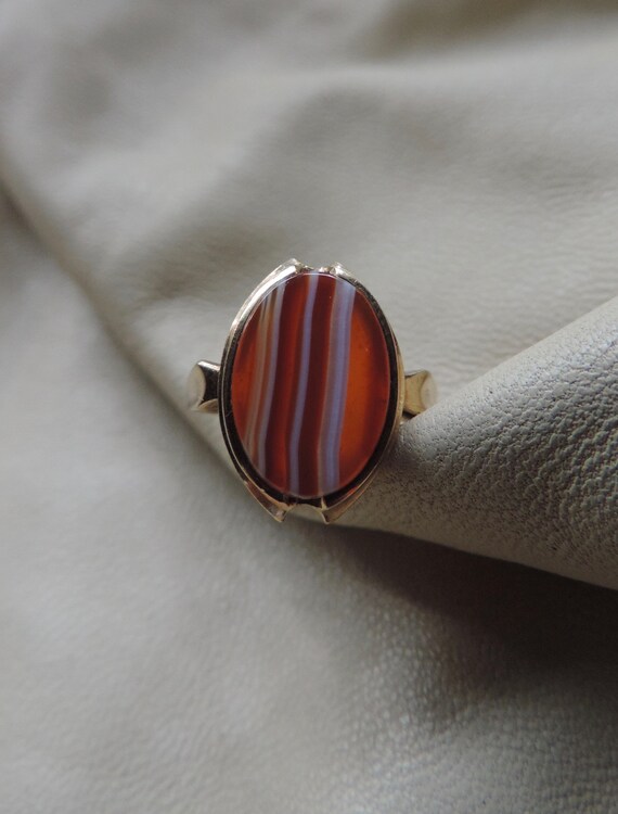 antique ring antique gold ring striped agate ring 10k gold ring antique 10k gold agate ring estate ring victorian ring View 4