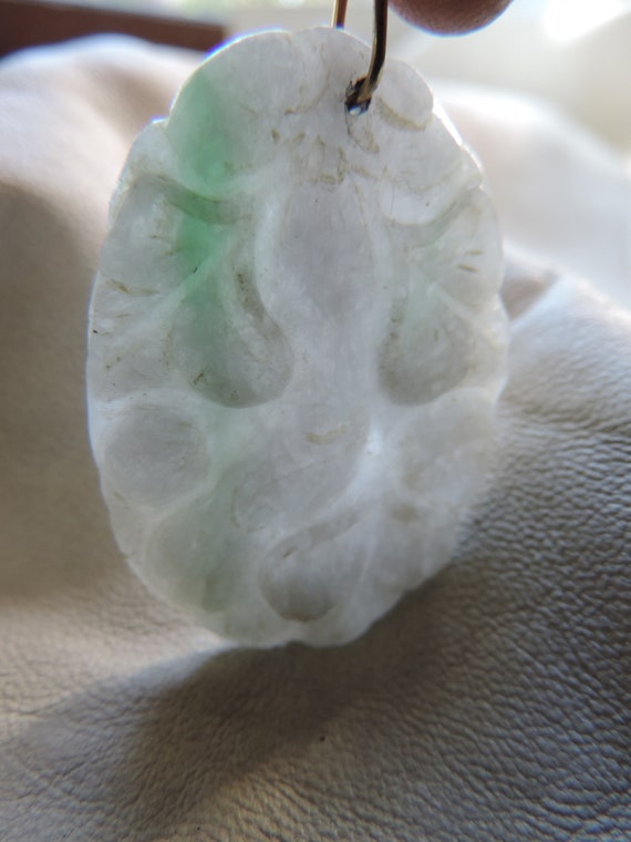 antique carved jade pendant authentic jade 14k ba… - image 2