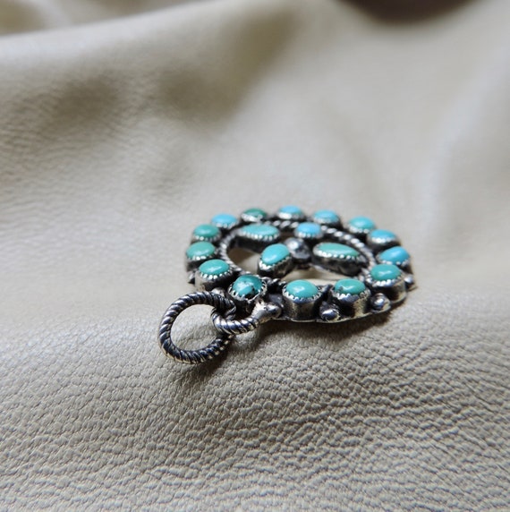 vintage sterling silver turquoise pendant handmad… - image 7