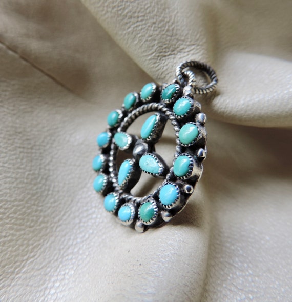 vintage sterling silver turquoise pendant handmad… - image 10