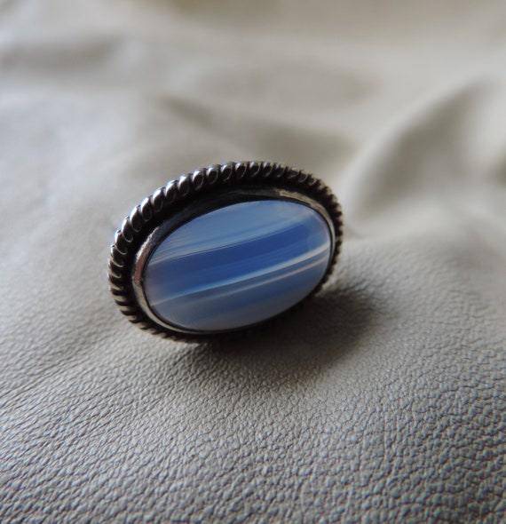 vintage pin sterling silver blue agate pin small … - image 4