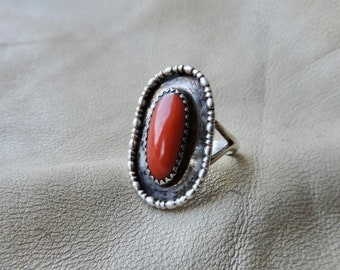 vintage sterling silver coral ring red coral sterling ring handmade vintage sterling silver coral ring 925 red coral ring vintage ring